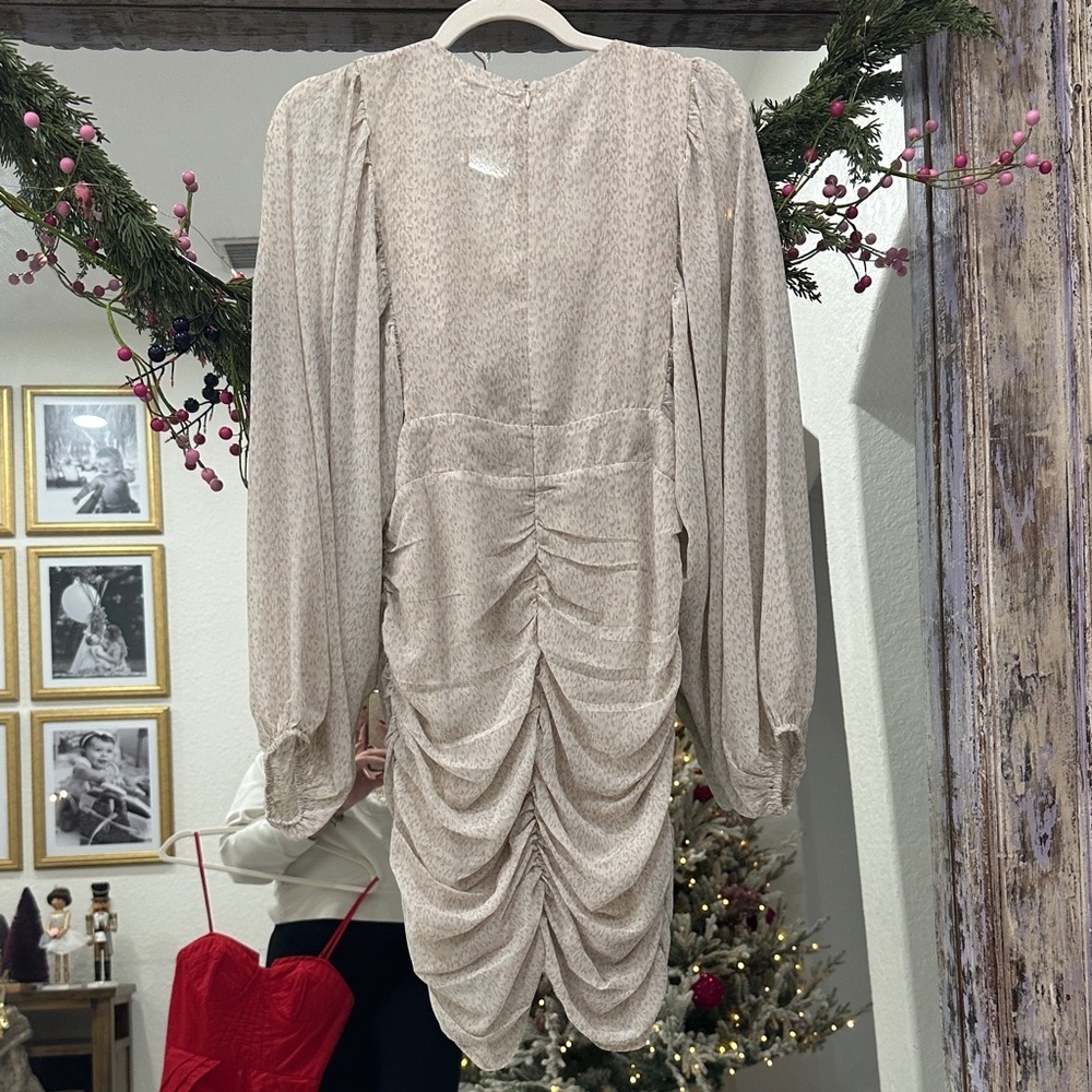 Storia Beige Long Sleeve Ruched Dress - Picture 5 of 5